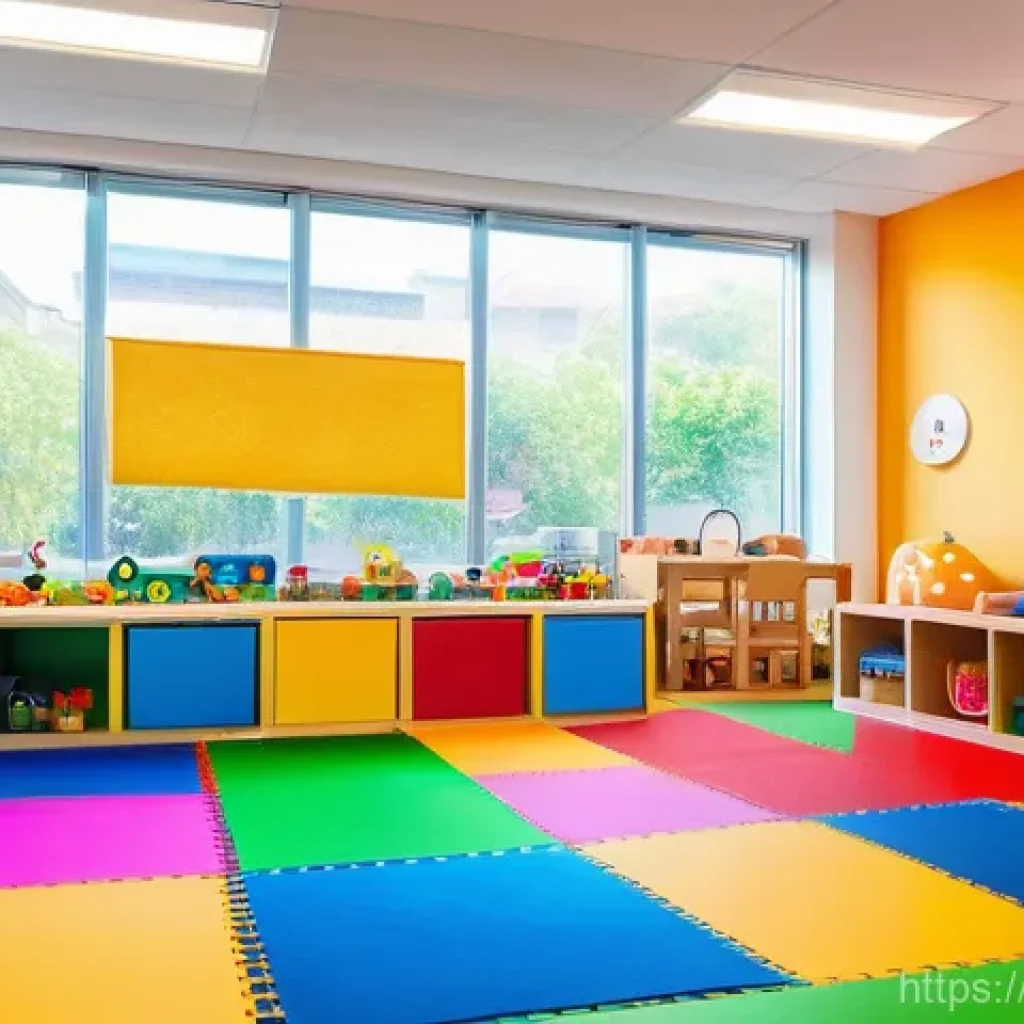 어린이 놀이방 운영 - **Prompt 1: A vibrant and modern indoor play area in a childcare center.**
A bright, clean, and ...