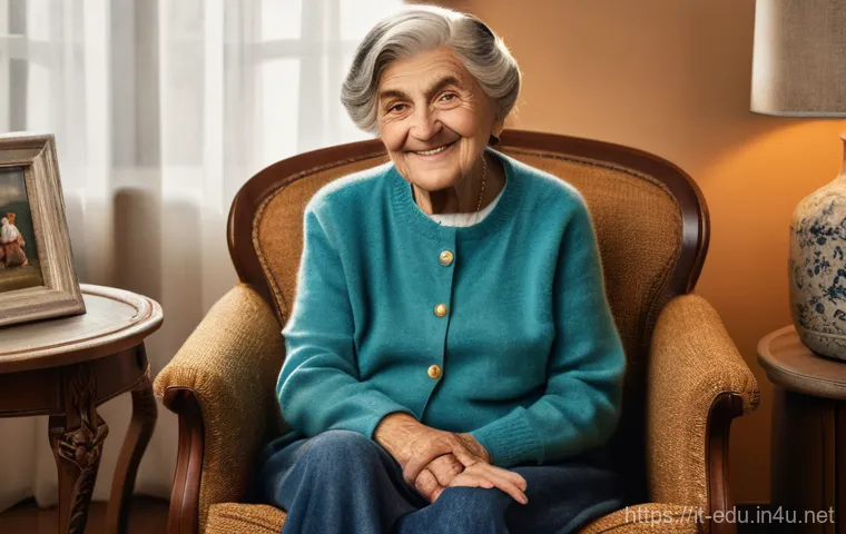 시니어 커뮤니케이션 훈련 - **Prompt:** A cozy, warmly lit Italian living room. An elderly Italian nonna, with kind eyes and a g...