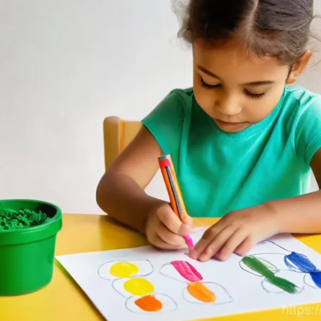 아동 창작 미술 - **Prompt 1: A Magical Home Art Corner**
A cheerful, diverse child, approximately 6 years old, wi...