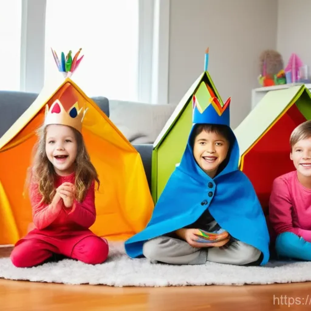 어린이 뇌 훈련 - A group of happy young children, aged approximately 5-8 years old, inside a whimsically constructed ...