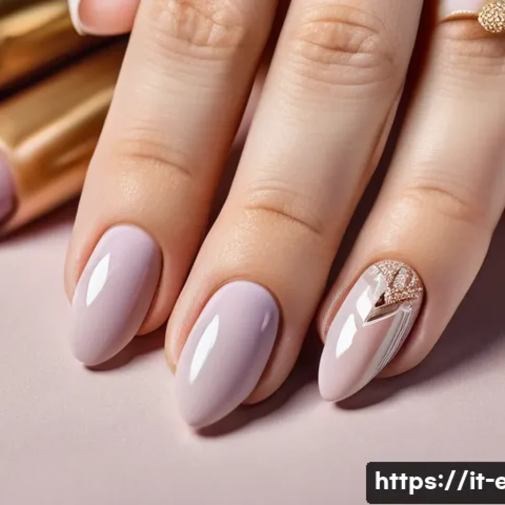 시니어 네일 아트 - An elegant close-up of mature female hands with a refined manicure featuring pastel shades such as s...