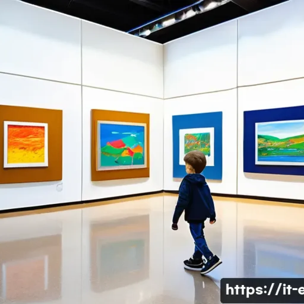아이들의 예술 작품 전시 - A bright, spacious multipurpose school exhibition hall with large windows letting in natural light, ...