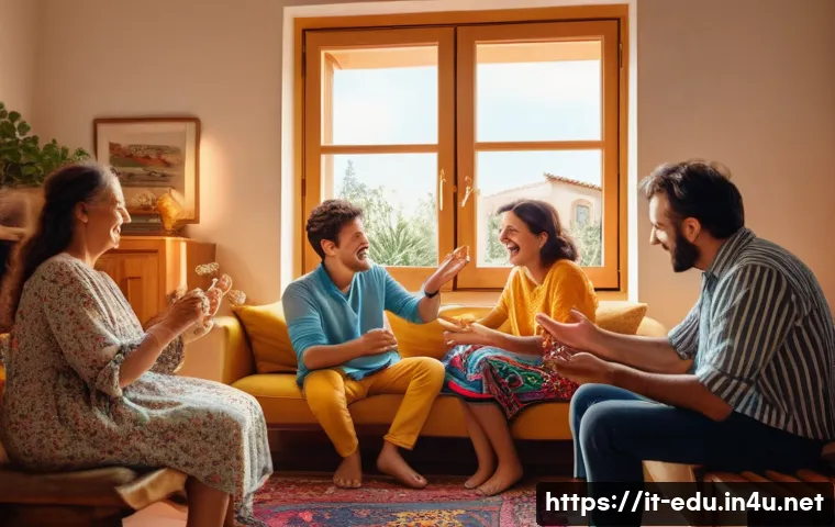 어린이 창작 음악 - A joyful scene in a bright, cozy Italian family living room where a young child wearing colorful und...