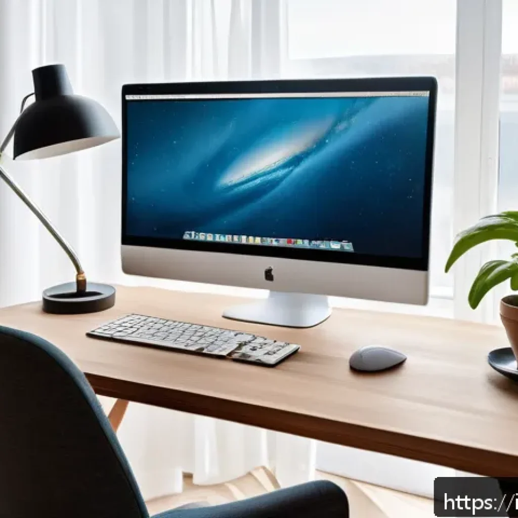 시니어 컴퓨터 사용법 - A cozy and bright home office setup tailored for an elderly Italian user, featuring a modern desktop...