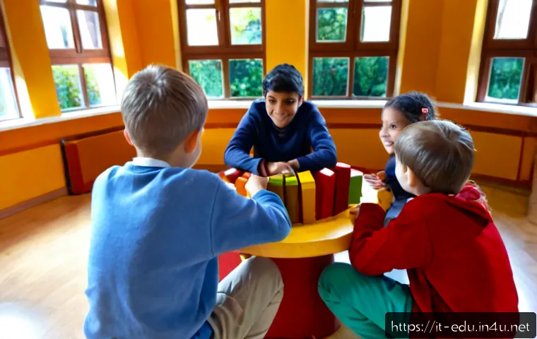 어린이 리더십 워크샵 - Photorealistic children’s leadership workshop in a bright Italian community center, diverse group of...